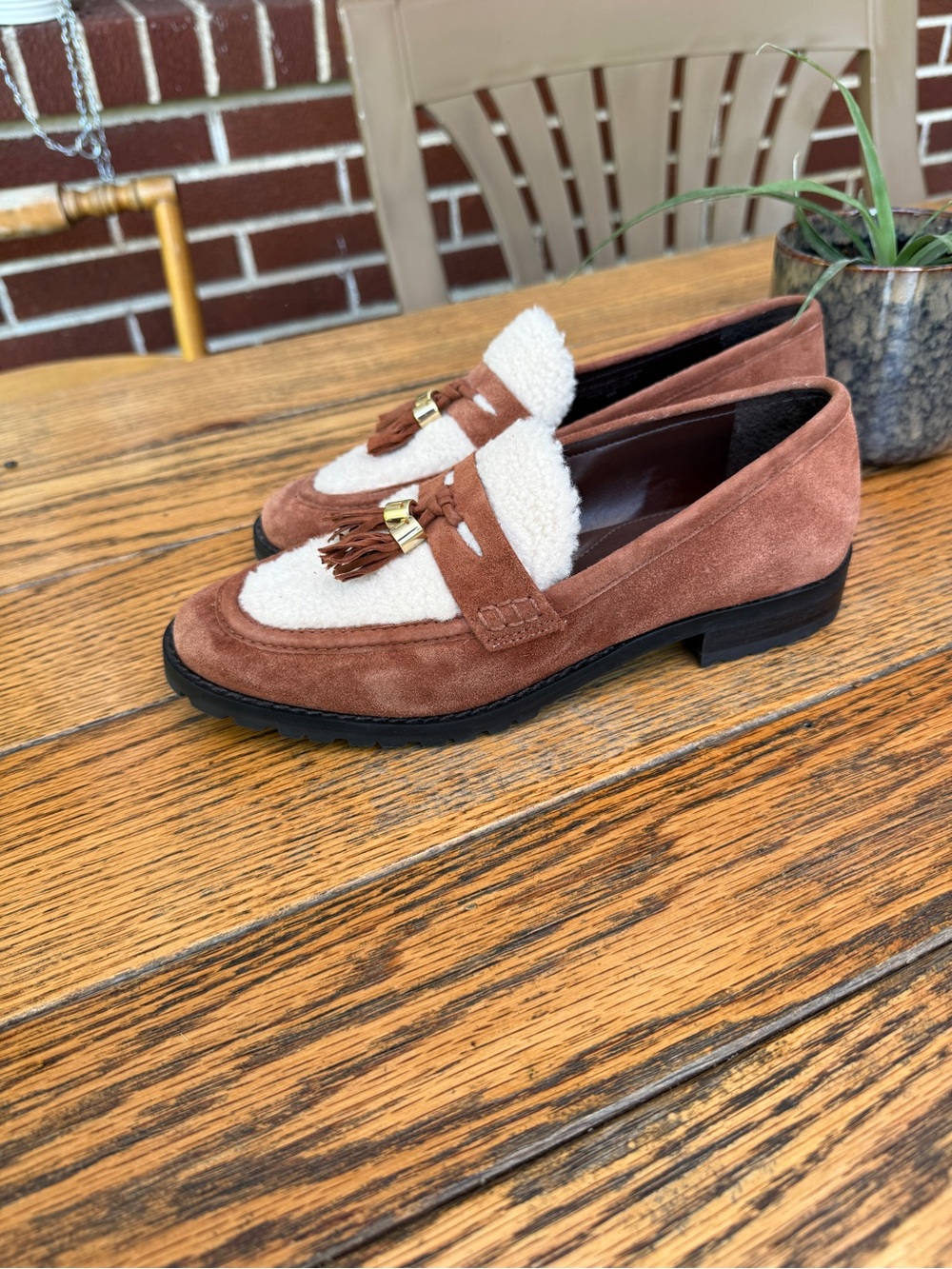 Women's Talbots CASSIDY SHERPA LOAFERS - SUEDE in Brown and Cream
